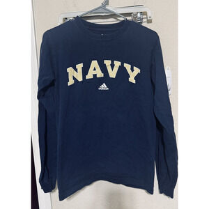 US NAVY T Shirt Tee US Military Adidas Bill the Goat Mascot long sleeve mens S